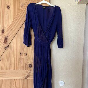 Purple Printed Wrap Dress